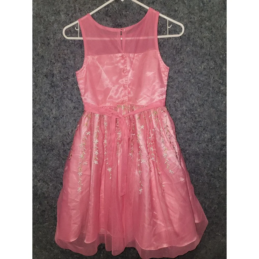 Jona Michelle Girls sleeveless‎ Dress Strawberry Embroidered Size 12